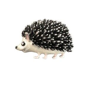Adorable Hedgehog Brooch Fairy tail Pin Fashion Pendant Black Silver